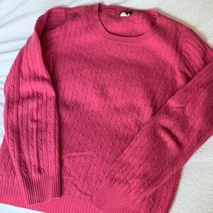 J. Crew Sweater Womens M Wool & Cashmere Cable Knit Crewneck Pink Valentines Day
